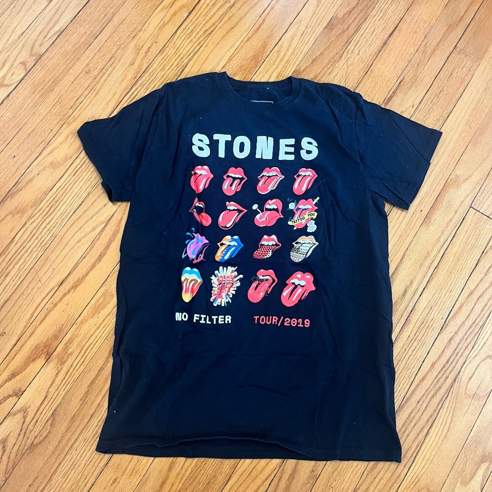 Rolling Stones Licks Tongue Evolution No Filter Tour 2019 Black T-Shirt Size M